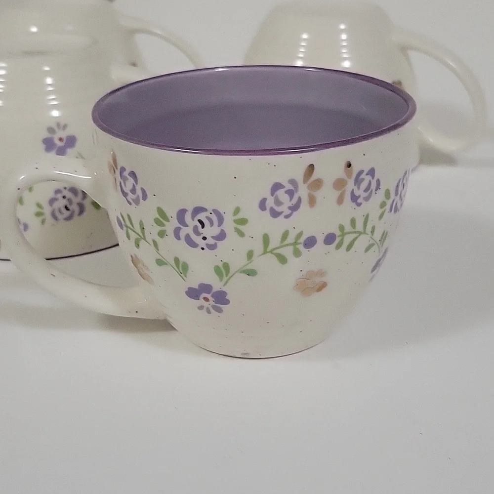 💐Trueliving Ceramic Floral 16 Oz Cups/Mugs With Floral Graphics - Lavendar - Picture 5 of 5